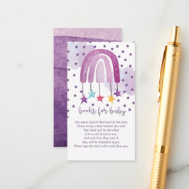 Cartão De Informações Livros para o Chá de Bebê do Arco-Íris Roxo do Beb