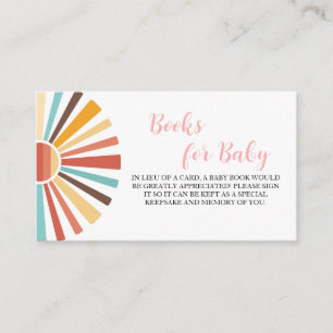 Cartão De Informações Livros para o Chá de Bebê do Baby Ray de Sol Rosa