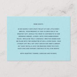 Cartão De Informações Livros para o Chá de Bebê do Menino