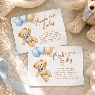 Cartão De Informações Livros para o Chá de Bebê do Ursinho Teddy