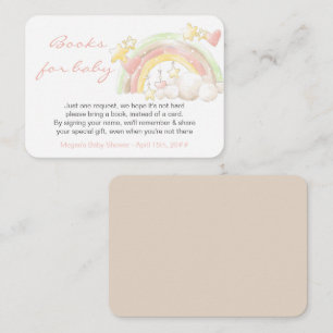 Cartão De Informações Livros para o Chá de fraldas Bebê Arco-Íris e Estr