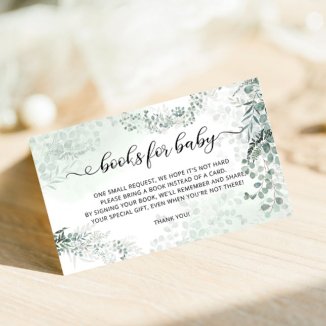 Cartão De Informações Livros para o Chá de fraldas de Bebê Eucalyptus Bo (Criador carregado)