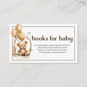 Cartão De Informações Livros para o Chá de fraldas do Bebê Teddy Bear