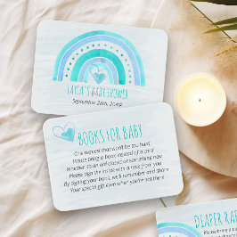 Cartão De Informações Livros para o Chá de fraldas Rainbow Bebê Turquois