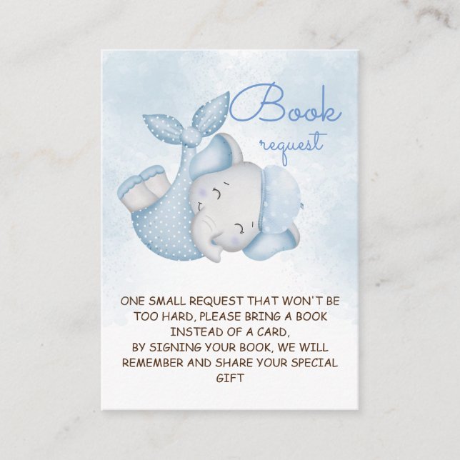 Cartão De Informações Livros para o chá do bebê elefante (Frente)