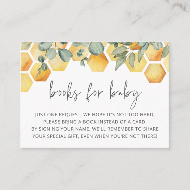 Cartão De Informações Livros para o Inserto da Festa de Baby Bee (Frente)