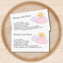 Cartão De Informações Livros para o Sol Bebê e Chá de fraldas de Garota