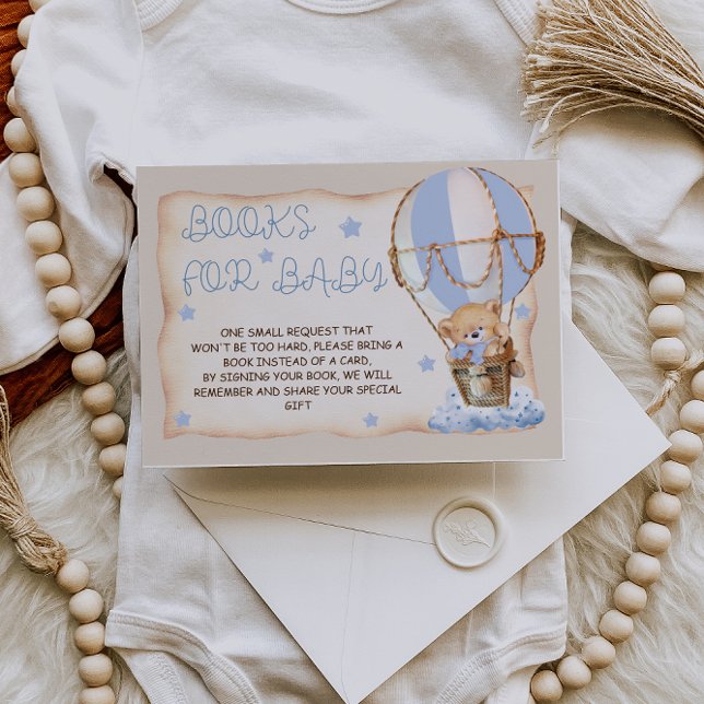 Cartão De Informações Livros para Ursinho de Pelúcia Azul Boho Bebê (Criador carregado)