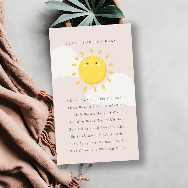 Cartão De Informações Livros Pequeno Brilho de Sol Rosa para Chá de Bebê (Criador carregado)