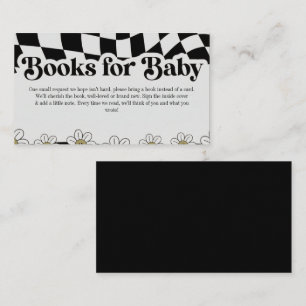 Cartão De Informações Livros Retro Groovy Xadrez Preto Branco para Bebê