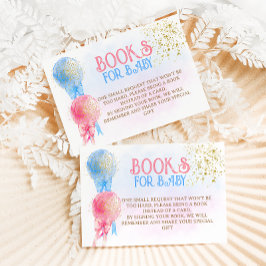 Cartão De Informações Livros Rosa Azul para Revelação do Sexo do Bebê Ch