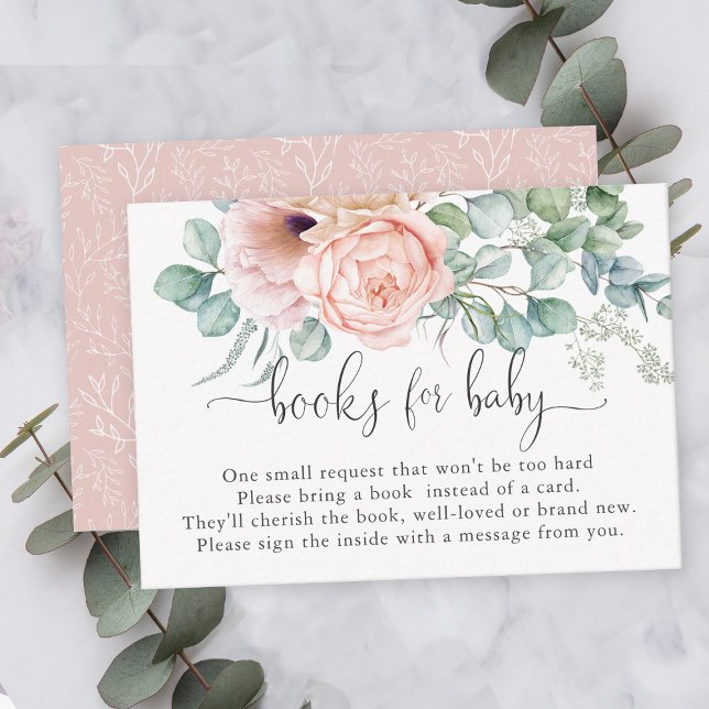 Cartão De Informações Livros Rosa Femininos Pastel para Bebê (Criador carregado)