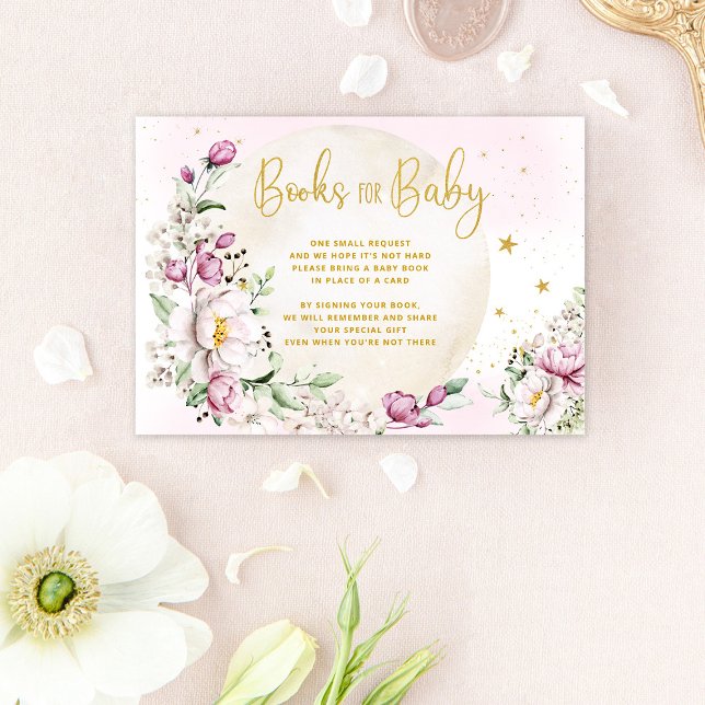 Cartão De Informações Livros Rosa Floral Para Bebê (Criador carregado)