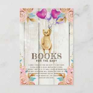 Cartão De Informações Livros Rustic Teddy Bear para o Bebê