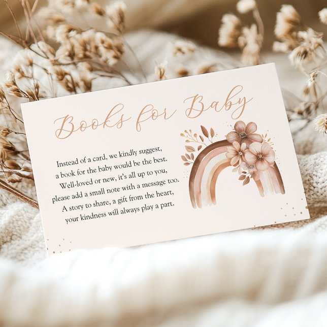 Cartão De Informações Livros Rústicos Neutros do Arco-Íris para Bebê (Criador carregado)