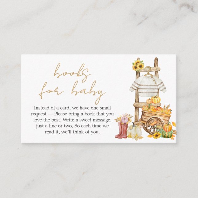 Cartão De Informações Livros Rústicos para Bebê de Little Pumpkin para C (Frente)