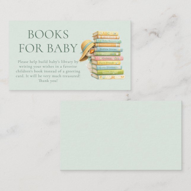 Cartão De Informações Livros Silly Goose Sage para Chá de Bebê  (Frente/Verso)