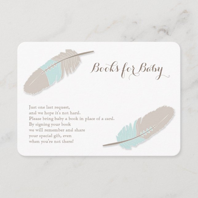 Cartão De Informações Livros Solicitam Livro Azul Feather e Cinza (Frente)