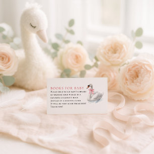 Cartão De Informações Livros Swan e Pink Coquette para Chá de Bebê