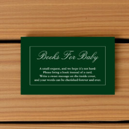 Cartão De Informações Livros Verdes Clássicos Minimalistas Para Bebê