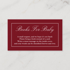 Cartão De Informações Livros Vermelhos Minimalistas Clássicos Para Bebê