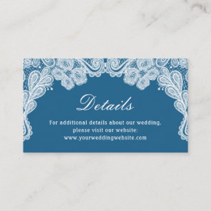 Cartão De Informações Local Branco no Site de Detalhes do Casamento Azul