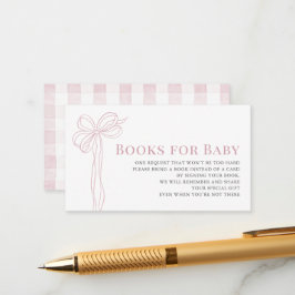Cartão De Informações Long Pink Bow Ribbon Girl Baby Shower Book Request