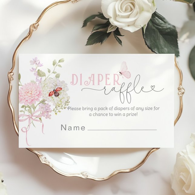 Cartão De Informações Love Bug Diaper raffle ticket Pink Bow (Criador carregado)