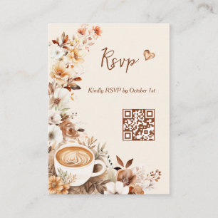 Cartão De Informações Love is Brewing Chá de Noiva QR Code RSVP