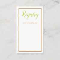 Lovely Orange Green and White Wedding Registry