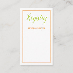 Cartão De Informações Lovely Orange Green and White Wedding Registry