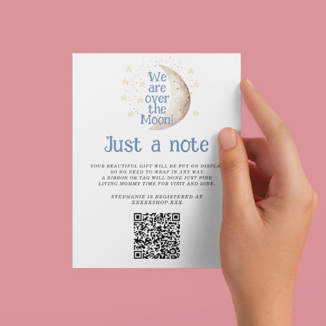 Cartão De Informações Lua Azul Apenas um Chá de fraldas (Criador carregado)