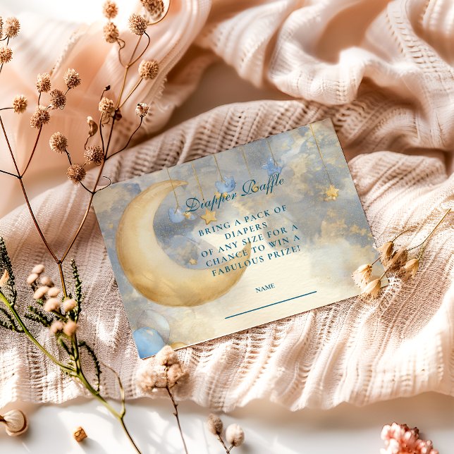 Cartão De Informações Lua Azul e Estrelas Diapper Raffle (Criador carregado)