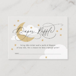 Cartão De Informações Lua e Estrelas Cinza Chá de fraldas Raffle