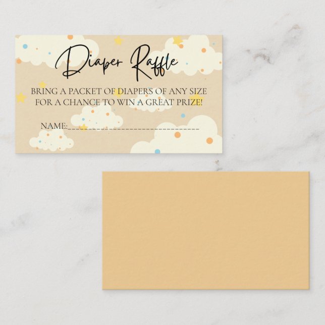 Cartão De Informações Lua e Estrelas - Fralda Raffle (Frente/Verso)