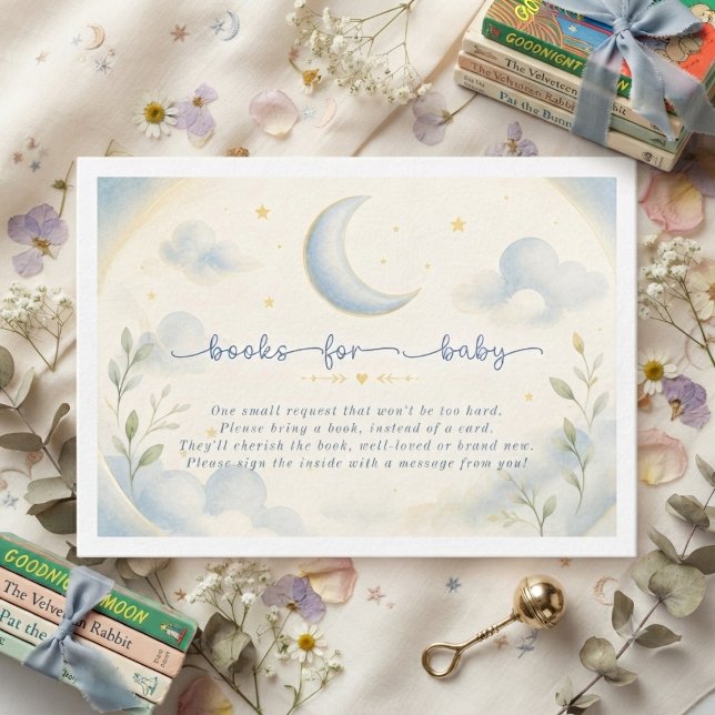 Cartão De Informações Lua e Estrelas Sobre a lua Baby Shower (Criador carregado)