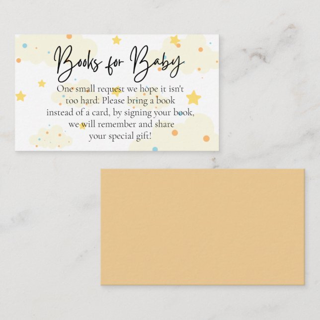 Cartão De Informações Lua e Stars Livros para Bebê (Frente/Verso)