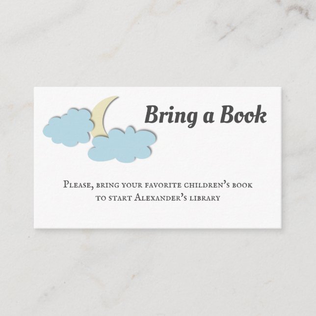 Cartão De Informações Lua Moderna Neutra Traga um Livro (Frente)