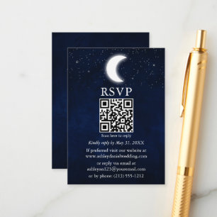 Cartão De Informações Lua Stars Celestial Casamento QR RSVP