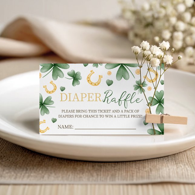 Cartão De Informações Lucky Charm Diaper Raffle Insert (Criador carregado)