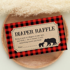 Cartão De Informações Lumberjack Bear Baby Shower Diaper Raffle