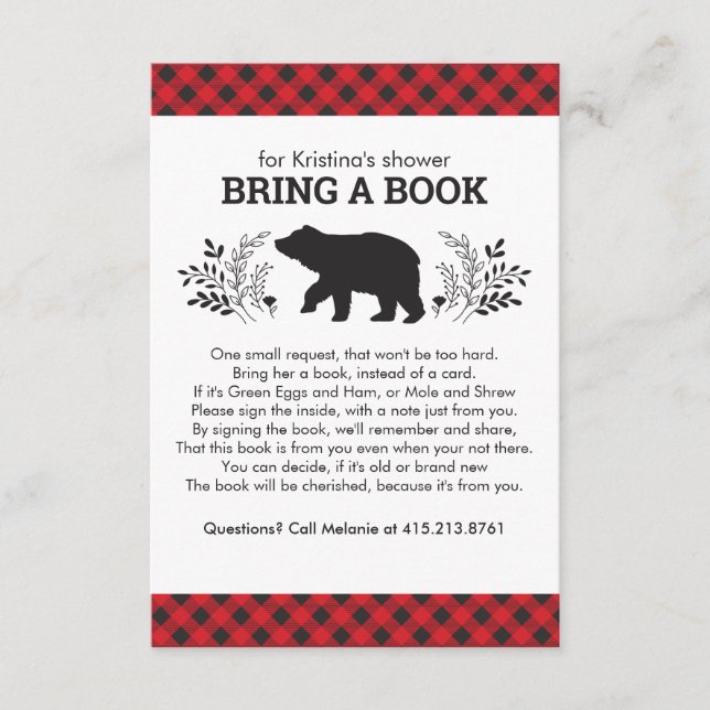 Cartão De Informações Lumberjack Traga uma placa de gabinete do Chá de f (Frente)