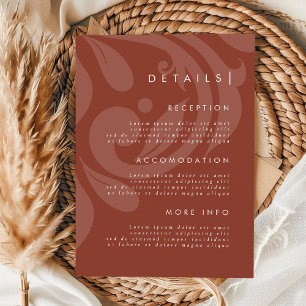 Cartão De Informações Lush Sienna Damask - Detalhes do casamento do Na m