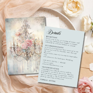 Cartão De Informações Lustre Antigo Casamento de Conto de Fadas Encantad