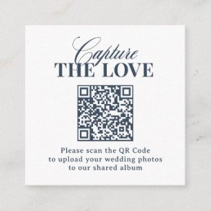 Cartão De Informações Luxe Azul Marinho Código QR Casamento Capture o