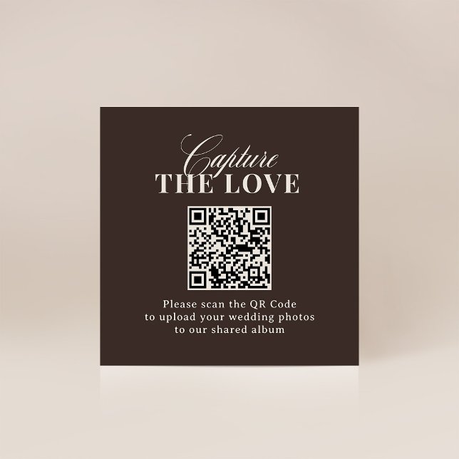 Cartão De Informações Luxe Brown | QR Code Wedding Capture the Love (Criador carregado)
