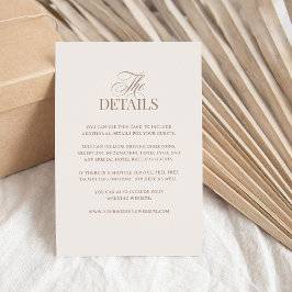 Cartão De Informações Luxe Marfim e Taupe Mocha | Detalhes para Convidad
