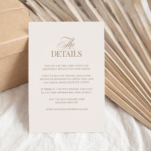 Cartão De Informações Luxe Marfim e Taupe Mocha   Detalhes para Convidad