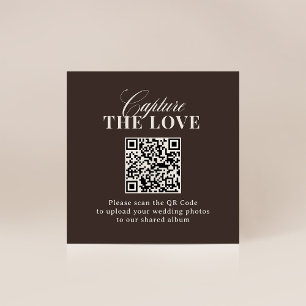 Cartão De Informações Luxe Marrom Código QR Casamento Capture o Amor
