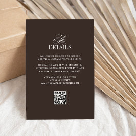 Cartão De Informações Luxe Marrom | Detalhes do Convidado do Casamento e